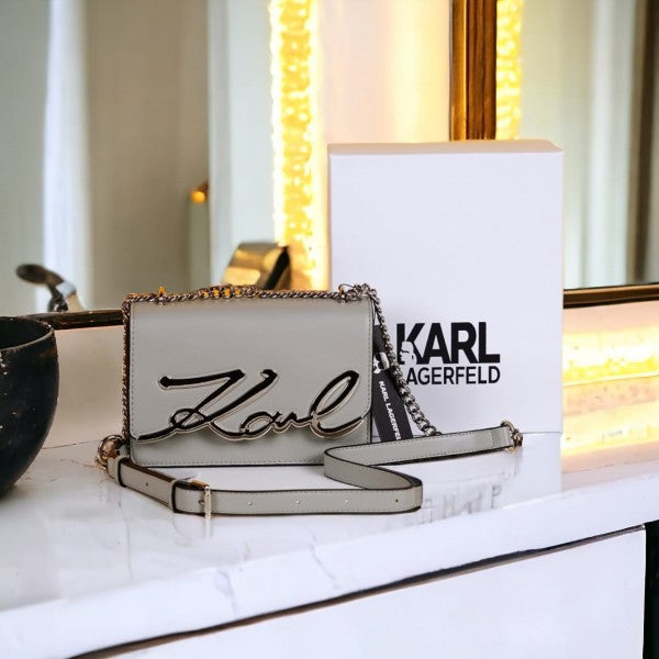 KL LGERFELD K Signature Cross Body Shoulder Bag With OG Box & Dust Bag (L Grey - 667) Women Handbag