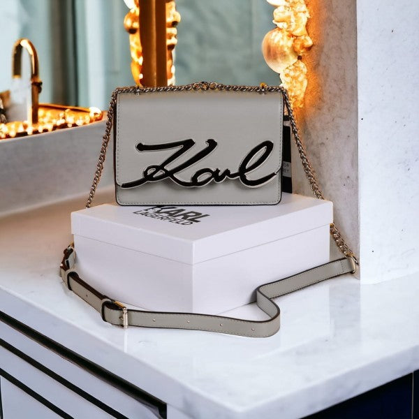 KL LGERFELD K Signature Cross Body Shoulder Bag With OG Box & Dust Bag (L Grey - 667) Women Handbag
