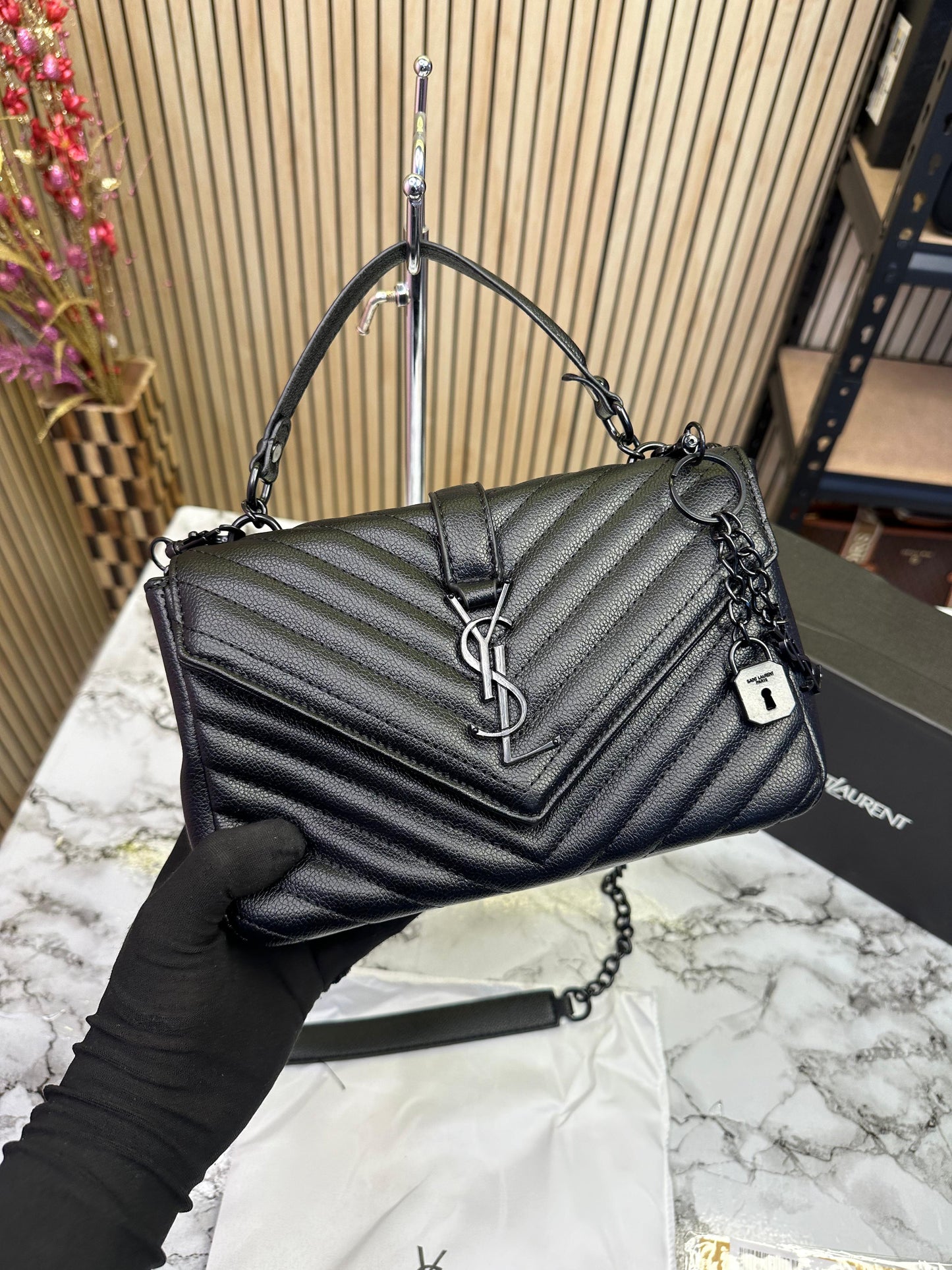 YcnL COLLEGE MEDIUM CHAIN BAG Women Handbag WITH BOX