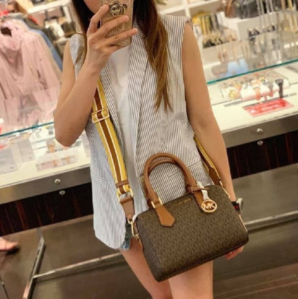 Micel Kors MK Boson Sling Hand Bag With Dust Bag & Shoulder Strap (Brown - 319)