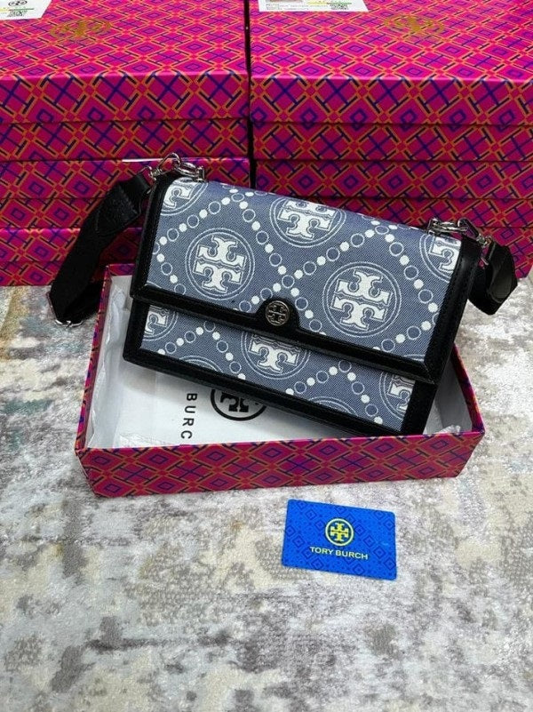 Toy Buch T Monogram Shoulder Bag With Adjustable Strap With OG Box & Dust Woman Hand Bag