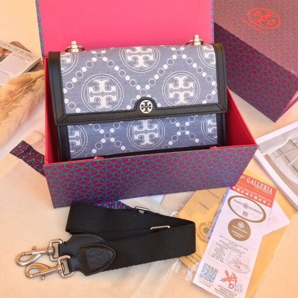Toy Buch T Monogram Shoulder Bag With Adjustable Strap With OG Box & Dust Woman Hand Bag