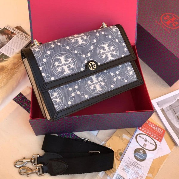 Toy Buch T Monogram Shoulder Bag With Adjustable Strap With OG Box & Dust Woman Hand Bag