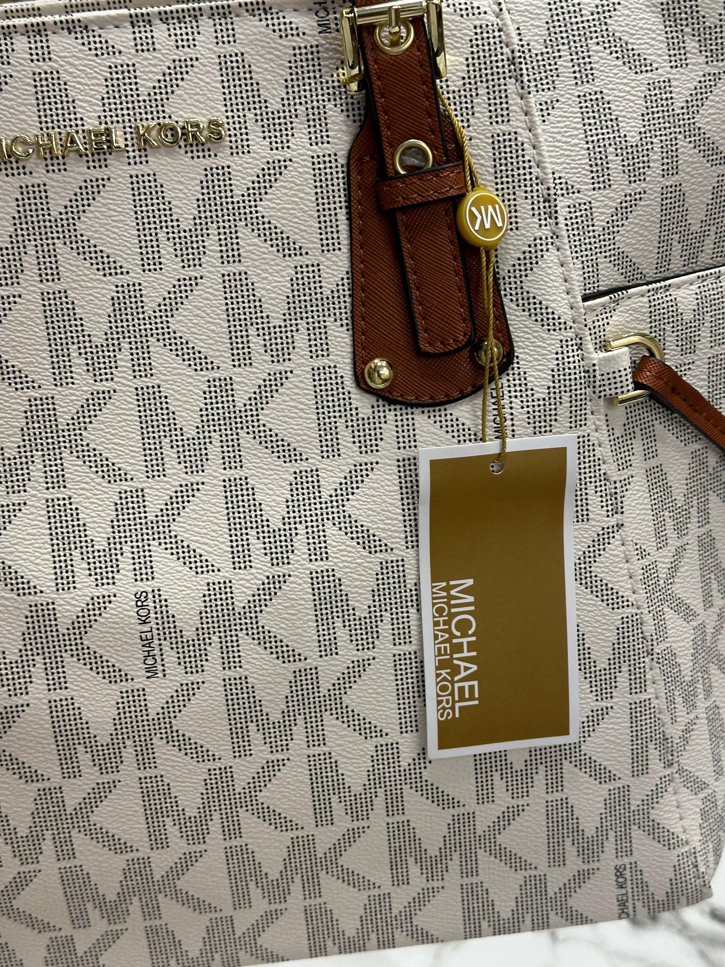 MICHL KOS VOYAGER JET SET MK PRINT TOTE WOMEN HAND BAG