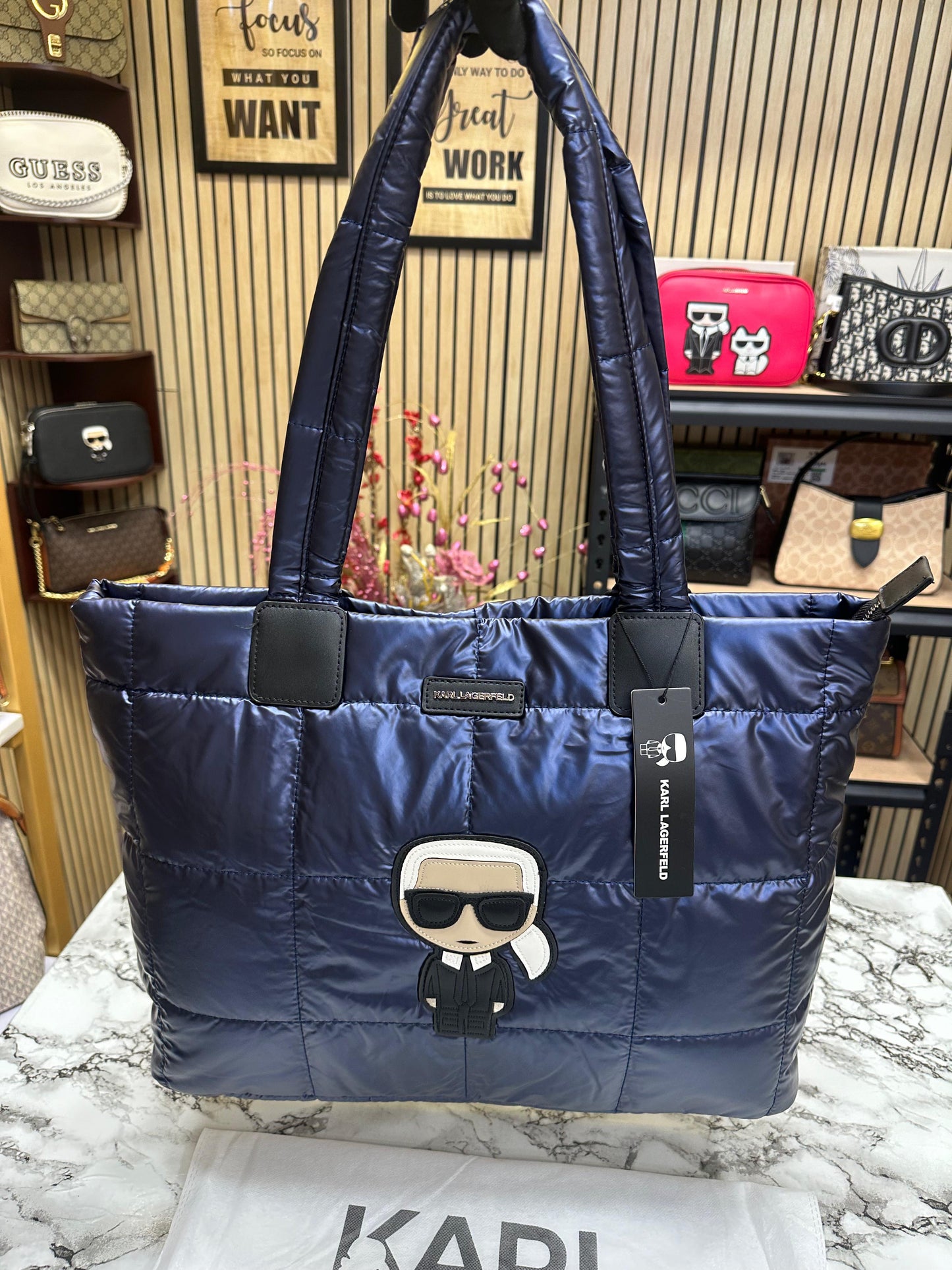 KAL LAGERLD QUILTED PUFFER TOTE Women Hand Bag