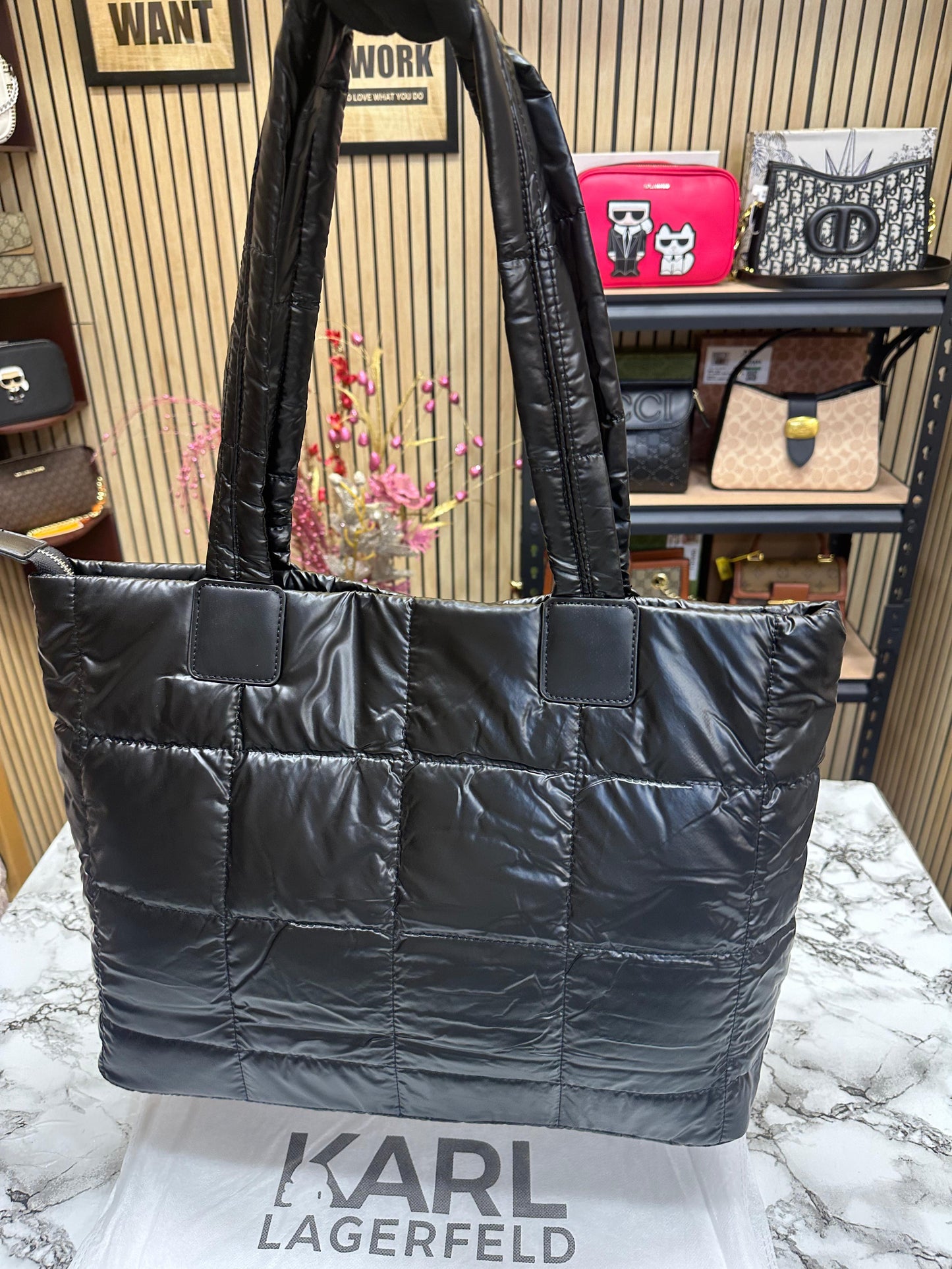 KAL LAGERLD QUILTED PUFFER TOTE Women Hand Bag