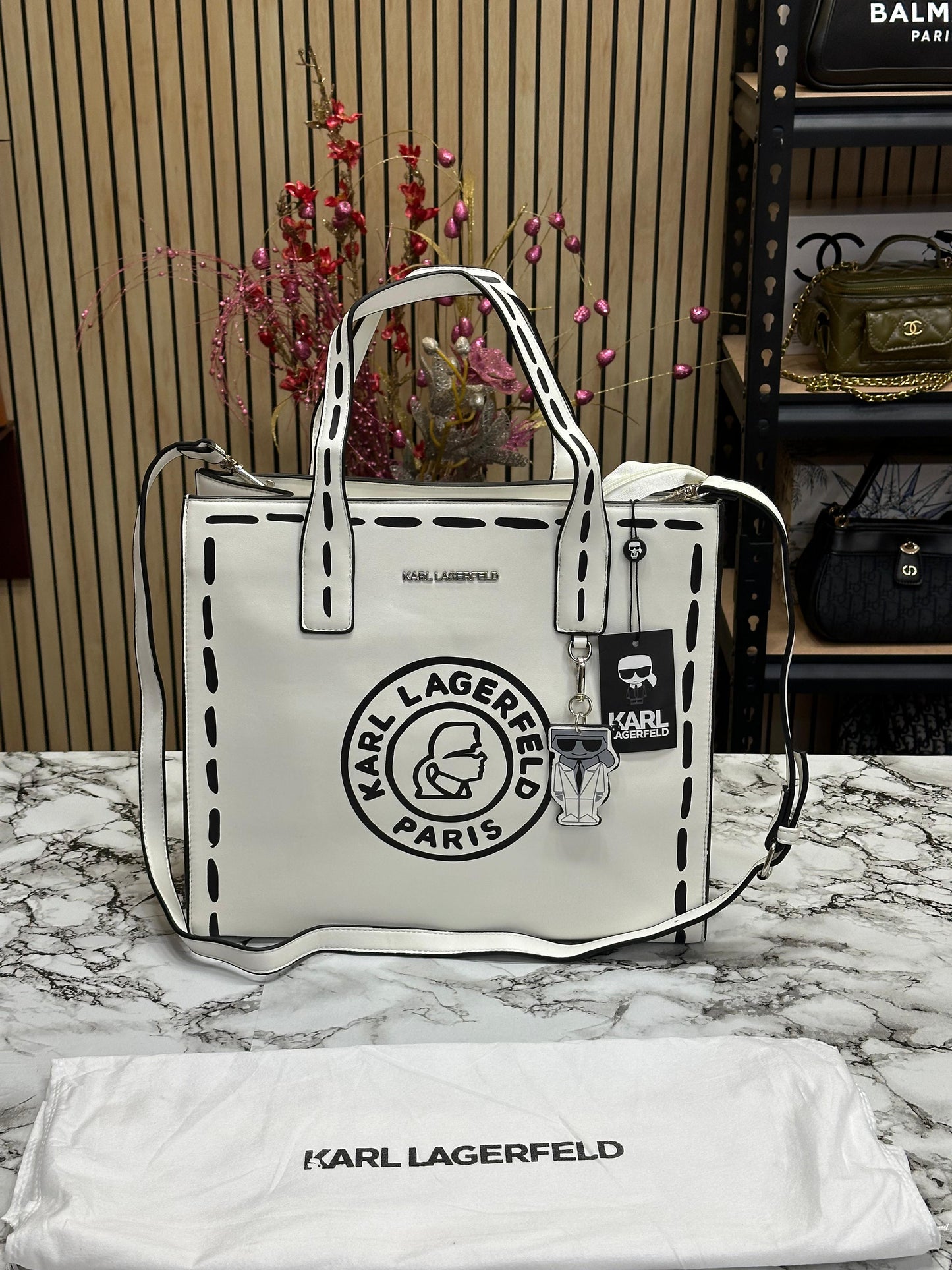 KAL LAGERFD PARIS NOUVEAU LEATHER TOTE WOMEN HAND BAG