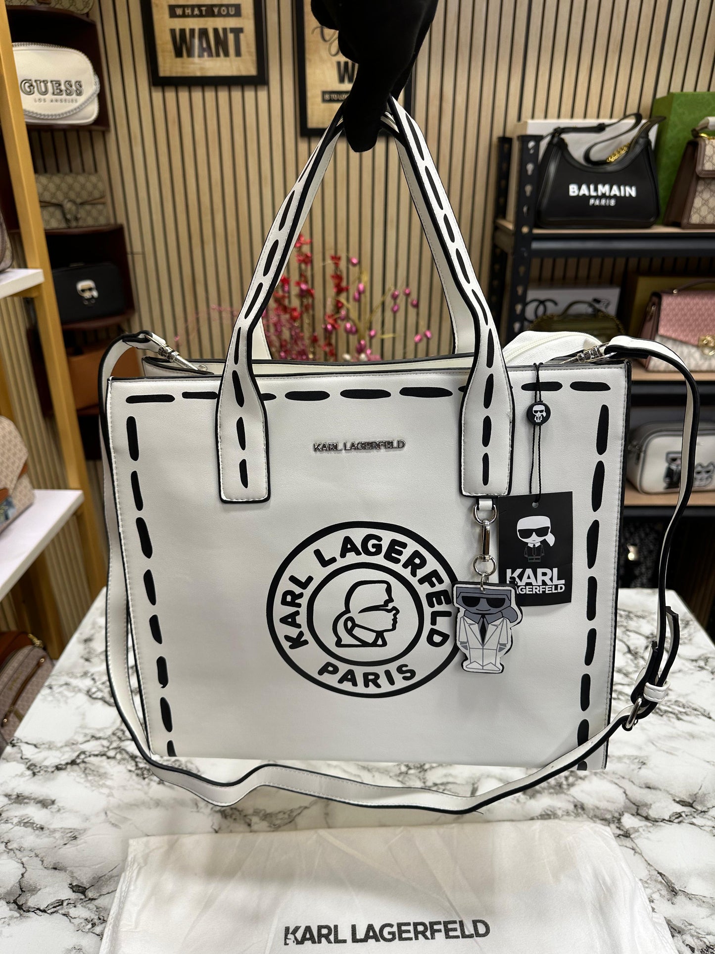 KAL LAGERFD PARIS NOUVEAU LEATHER TOTE WOMEN HAND BAG