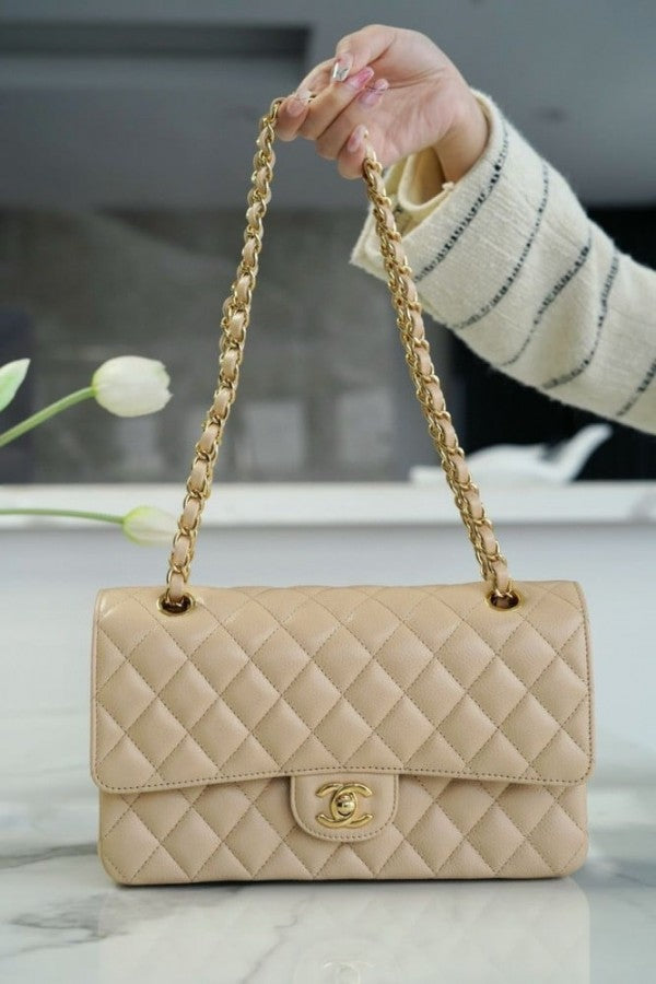 Chnel Claic Jumbo Flap Shoulder Bag With OG Box Women Dust Bag (Apricot - 794)
