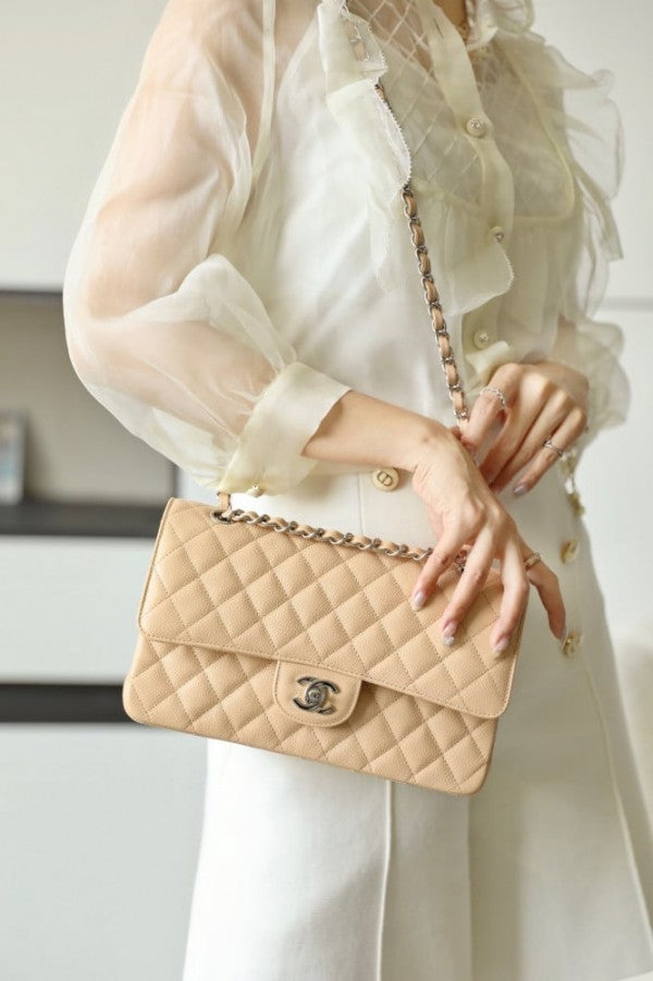 Chnel Claic Jumbo Flap Shoulder Bag With OG Box Women Dust Bag (Apricot - 794)