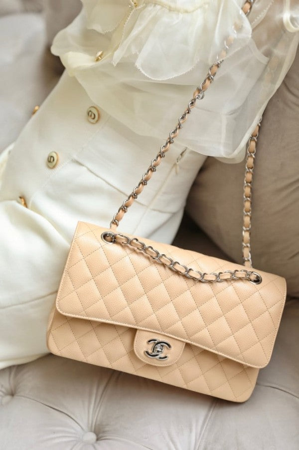Chnel Claic Jumbo Flap Shoulder Bag With OG Box Women Dust Bag (Apricot - 794)