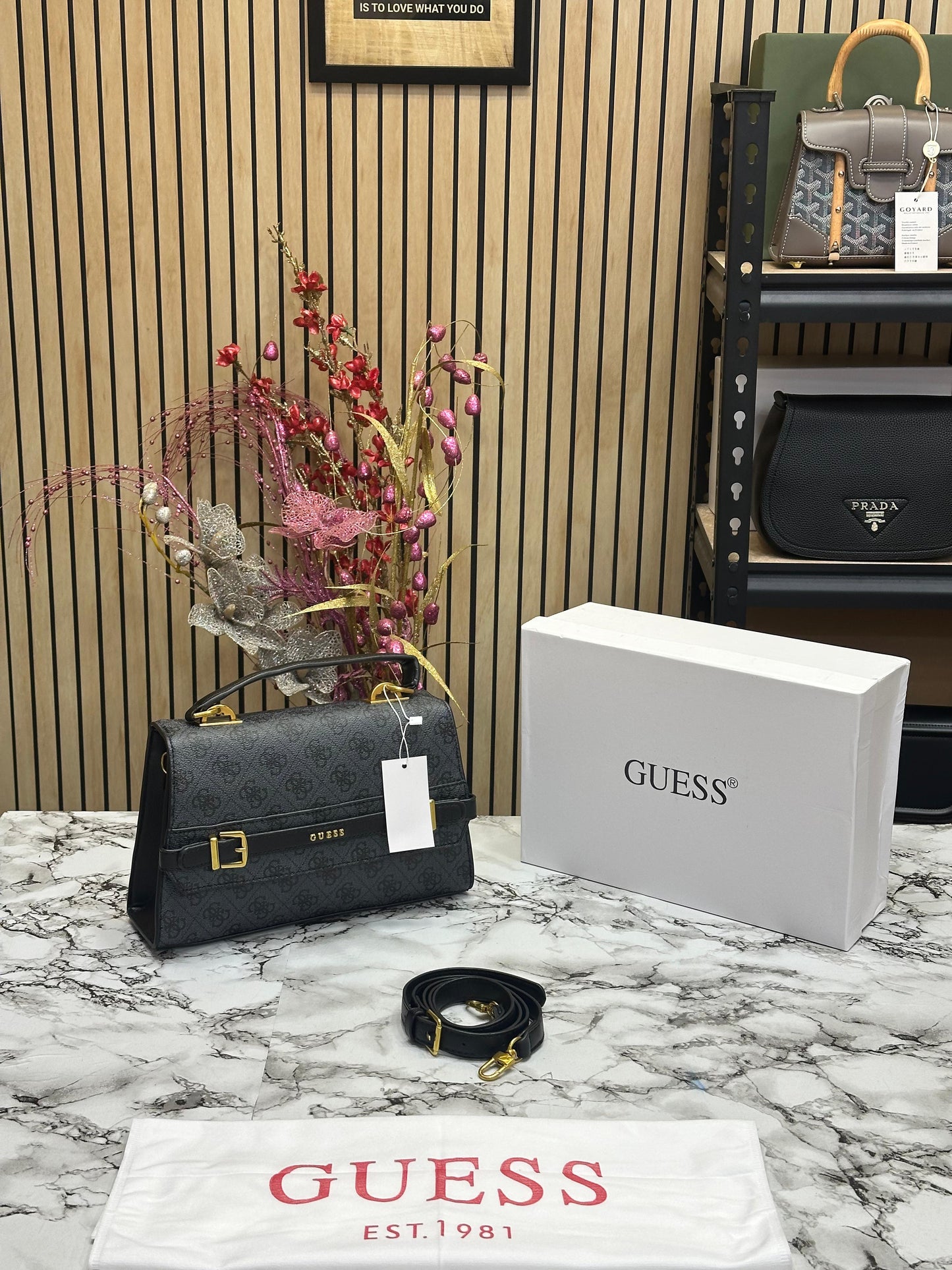 GUES SESTRI LOGO TOP HANDLE PU WITH OG BOX AND DUST BAG PREMIUM QUALITY Women BAG