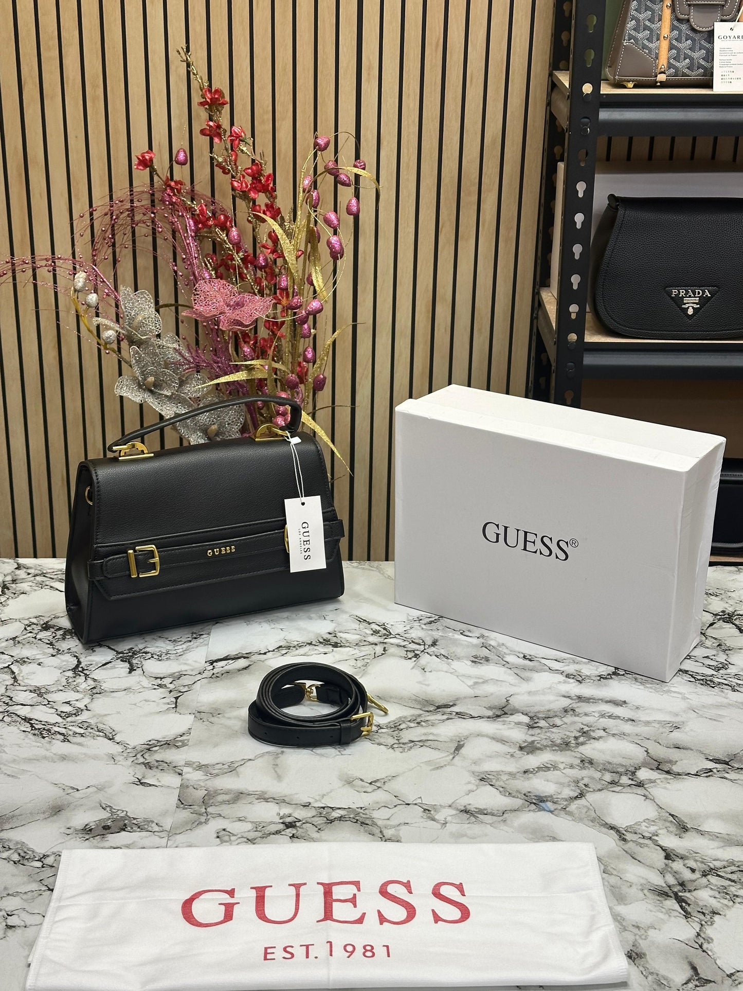 GUES SESTRI LOGO TOP HANDLE PU WITH OG BOX AND DUST BAG PREMIUM QUALITY Women BAG