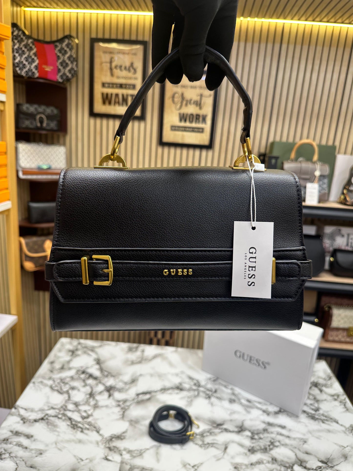 GUES SESTRI LOGO TOP HANDLE PU WITH OG BOX AND DUST BAG PREMIUM QUALITY Women BAG