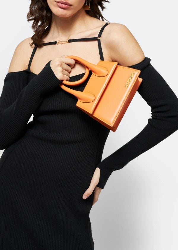 Jacquus Le Chiuito Noeud Bag With OG Box Dust Bag & Extra Sling Belt (Orange - 136) Women BAG