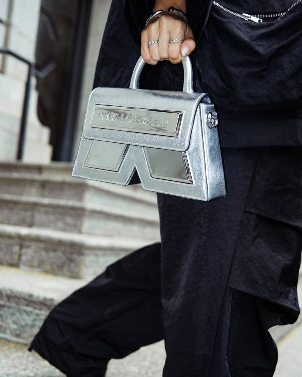 Kal Lagfeld K IKON Crossbody Shoulder Bag With OG Box & Dust Bag (Silver - 922) Women BAG