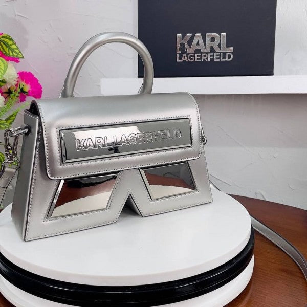 Kal Lagfeld K IKON Crossbody Shoulder Bag With OG Box & Dust Bag (Silver - 922) Women BAG