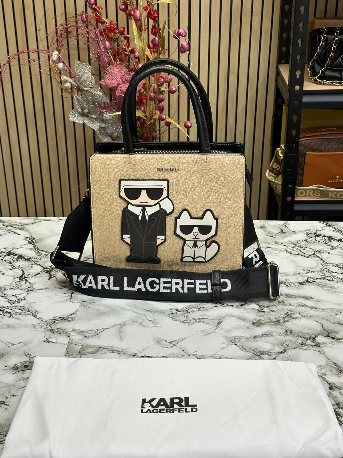 KAL LAGERFLD MAYBELLE LOGO KARL & CAT TOP HANDLE SATCHEL Women BAG