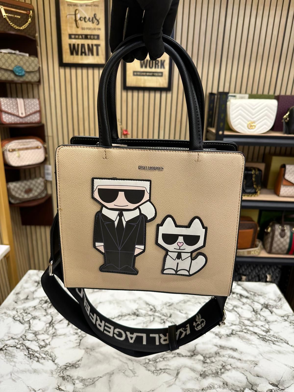 KAL LAGERFLD MAYBELLE LOGO KARL & CAT TOP HANDLE SATCHEL Women BAG