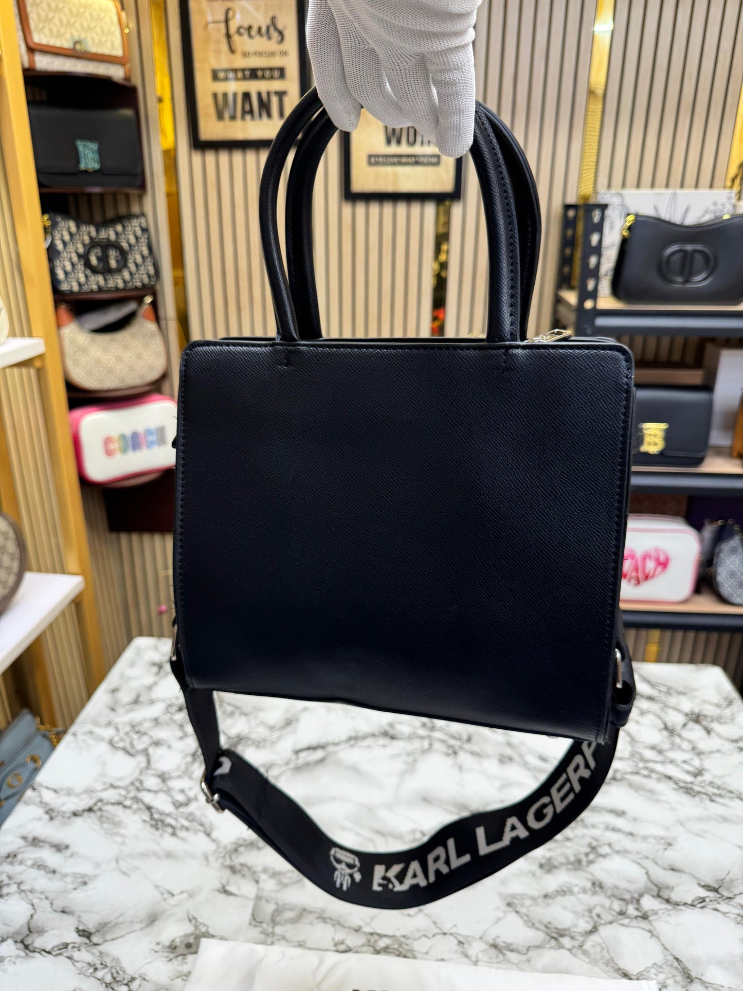 KAL LAGEELD MAYBELLE LOGO KARL CAT TOP HANDLE SATCHEL WOMEN BAG