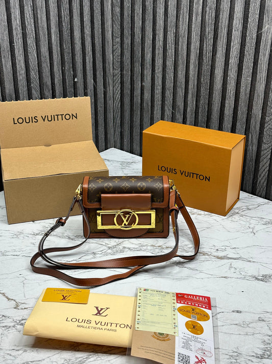 LOUS VUTON DAUPHINE FALL BIG LOGO WITH DOUBLE BOX Women Handbag  WITH DOUBLE BOX