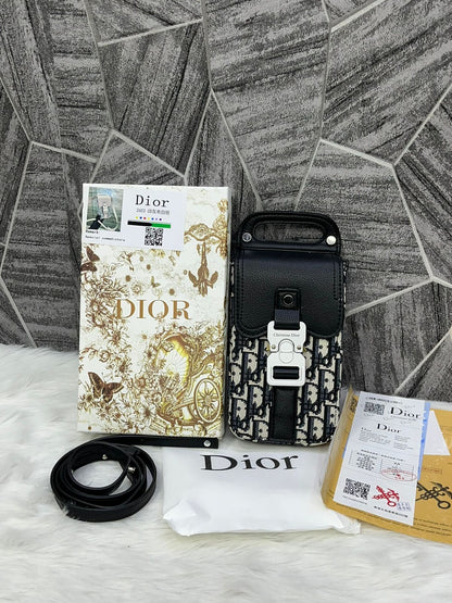 Dir Sdle Vertical Phone Bag For Man & Woman BLACK SILVER