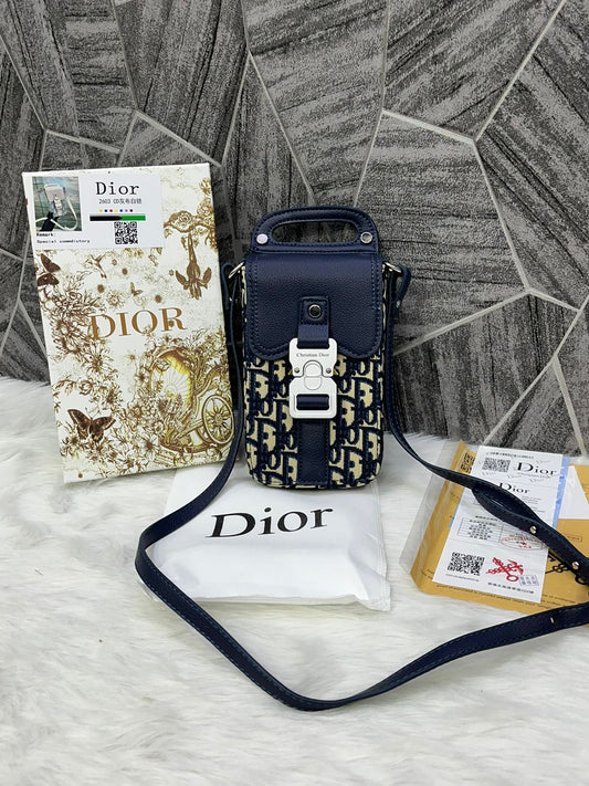 Dir Sdle Vertical Phone Bag For Man & Woman BLUE SILVER