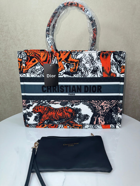 Chstian Dir Tote Book Large Zipper With Dustbag & Pouch Women Handbag