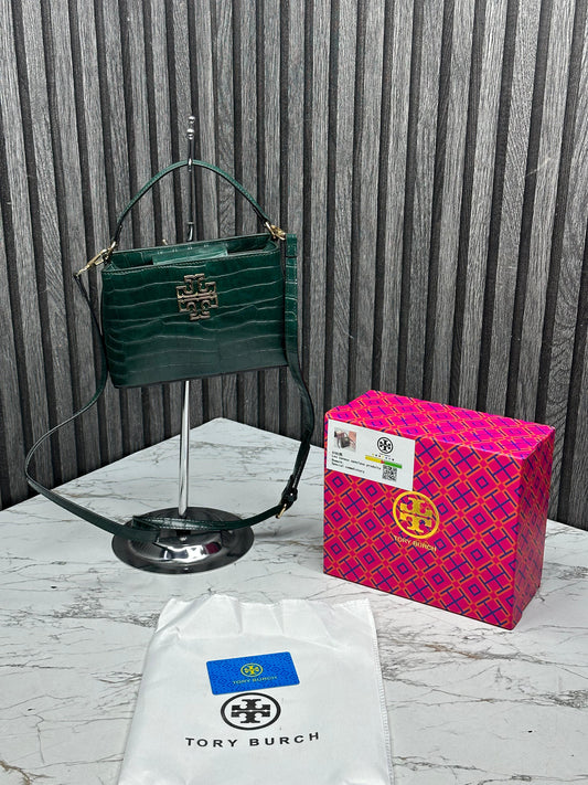 TRY BCH BRITTEN/CROCO  SATCHELWomen Handbag WITH BOX GREEN CROCO