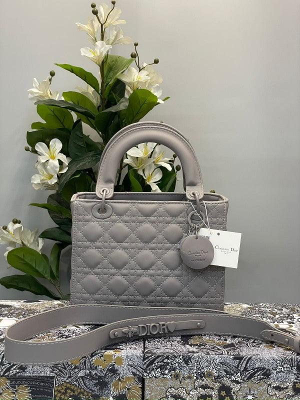 Dir Ldy My ABC Matte Grey With OG Box & Dust Bag Women Handbag