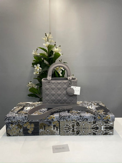 Dir Ldy My ABC Matte Grey With OG Box & Dust Bag Women Handbag