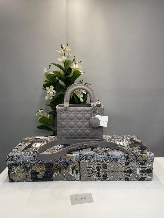 Dir Ldy My ABC Matte Grey With OG Box & Dust Bag Women Handbag