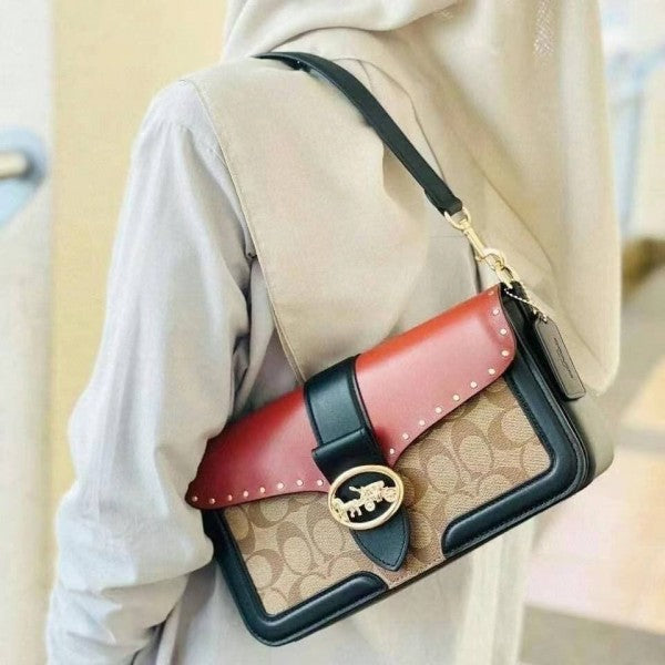 Cch Grgie Shoulder Bag In Colorblock Signature WIth Bill OG Box & Dust Bag Women Handbag