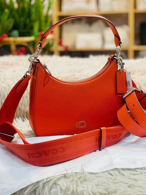 Cch Snature Crossbody Hobo Premium Quality Bag With OG Box & Dust Bag 3 Shoulder Strap (Orange - 653) Women Handbag