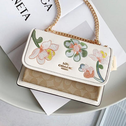 Cch Kre Floral Crossbody In Signature Canvas Bag With OG Box & Dust Bag (Floral White - 381) Women Handbag