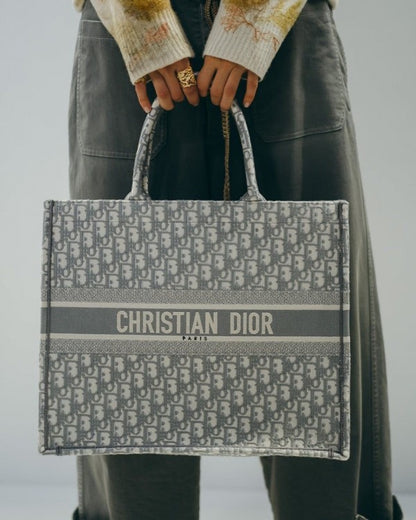 Chrisan Dir Book Tote Embroidery Monogram Tote Bag...