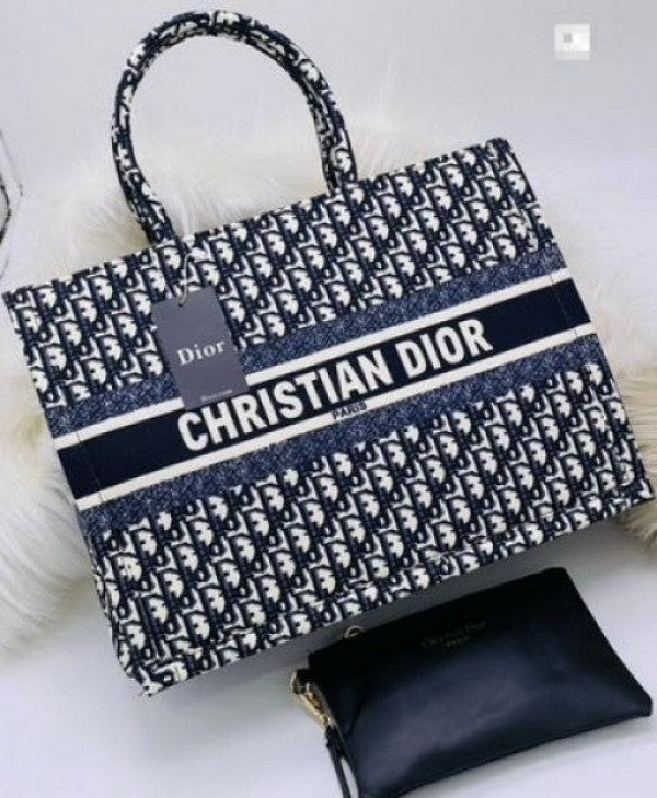 Chrisan Dir Book Tote Embroidery Monogram Tote Bag...