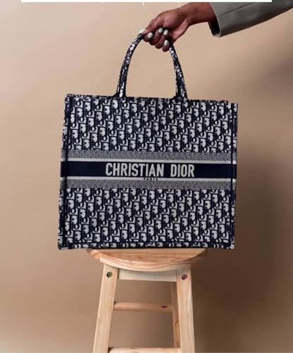 Chrisan Dir Book Tote Embroidery Monogram Tote Bag...