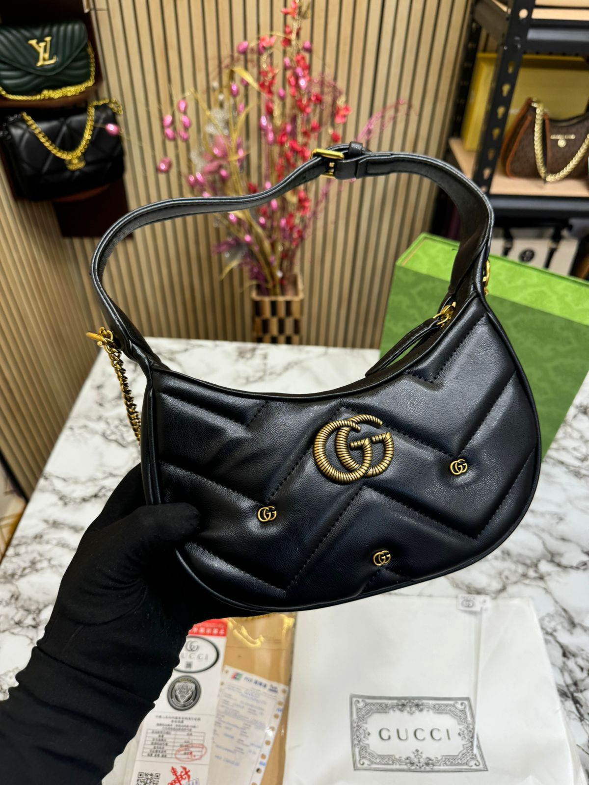 GUCI GG MAMONT HALF MOON handbags