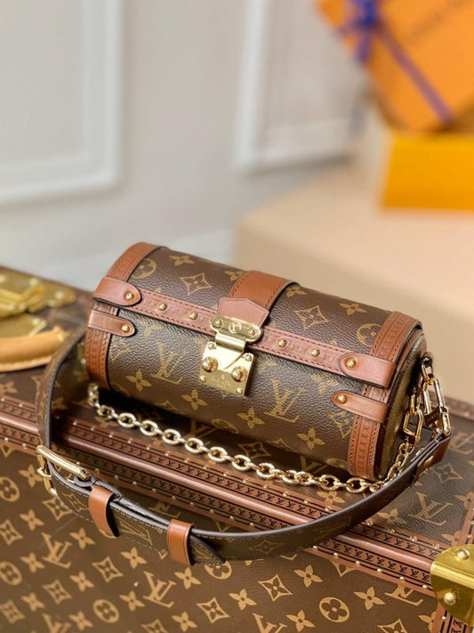 Lous Vuion LV Papillon Trunk Monogram Bag With OG Box Dust Bag & Extra Shoulder Strap (Brown - 790)