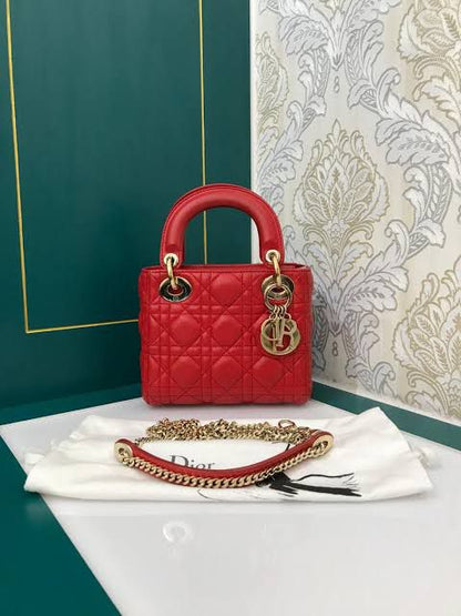 Dir Lady Mini Red  Woman Hand Bag