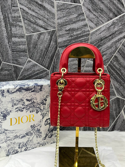 Dir Lady Mini Red  Woman Hand Bag