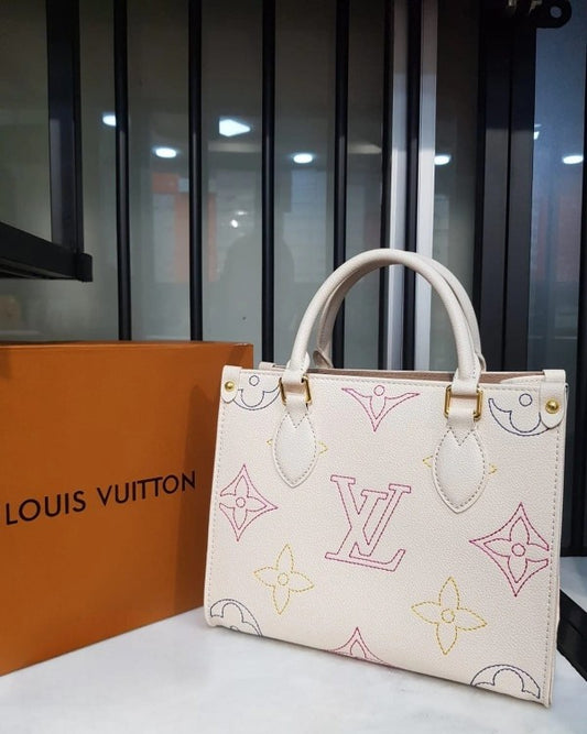 LV On The Go Monogram Leather Tote Bag With Dust Bag Large (Cream - 695) Women Bag