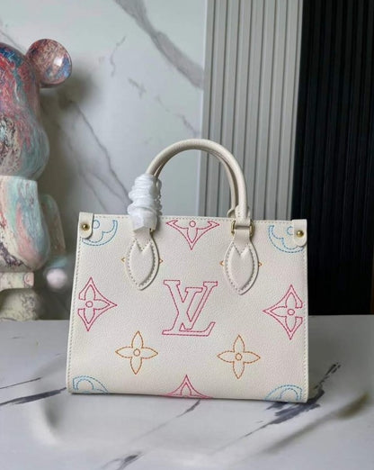 LV On The Go Monogram Leather Tote Bag With Dust Bag Large (Cream - 695) Women Bag