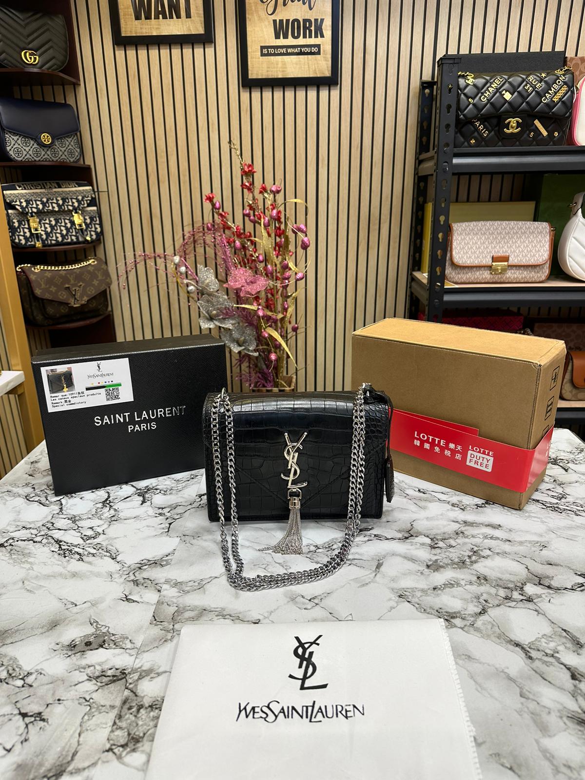 YL SANT LAURENT CALFSKIN LEATHER WITH DOUBLE OG BOX Women Bag