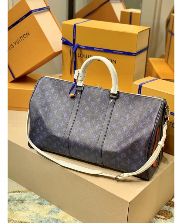 Lous Vuiton_LV M58979 Keepall Bandoulire Somewhere Somehow Premium Monogram Unisex Duffle Bag With Dust Bag (Blue - 682) Women Bag