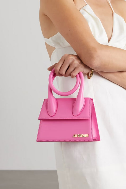 Jacqemus Le Chiquito Noeud Bag With OG Box Dust Bag & Extra Sling Belt (Haut Pink - 137) Women BAG