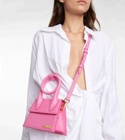 Jacqemus Le Chiquito Noeud Bag With OG Box Dust Bag & Extra Sling Belt (Haut Pink - 137) Women BAG