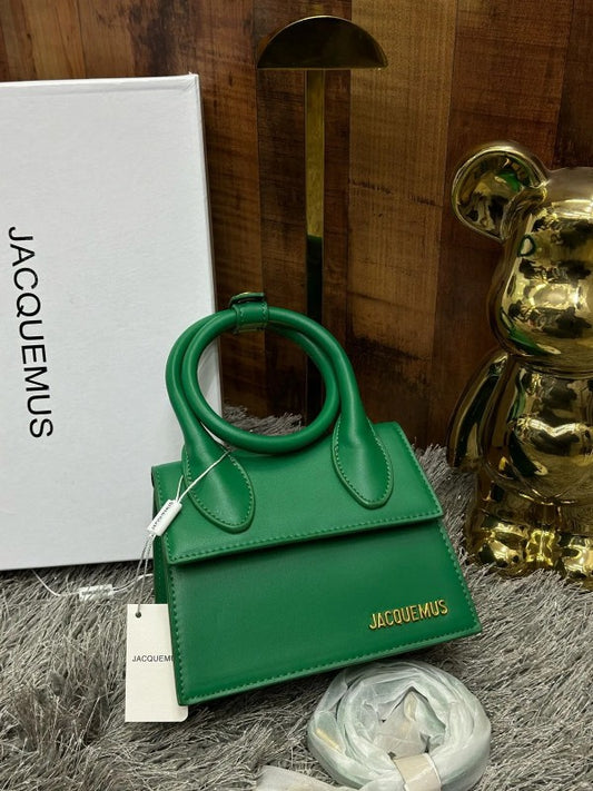 Jacqumus Le Chiquito Noeud Bag With OG Box Dust Bag & Extra Sling Belt (Green - 139) Women BAG