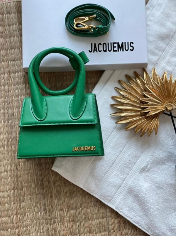 Jacqumus Le Chiquito Noeud Bag With OG Box Dust Bag & Extra Sling Belt (Green - 139) Women BAG